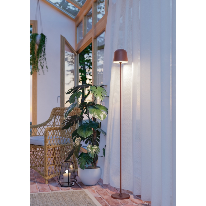Eglo - LED Ljusreglerad utomhus uppladdningsbar golvlampa LED/4,3W/230V 2400/3000/4000K IP54 brun