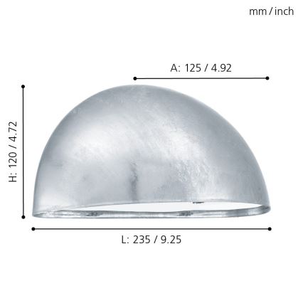 EGLO 90867 - Utomhus Väggbelysning LEPUS 1xE27/40W galvanized stål