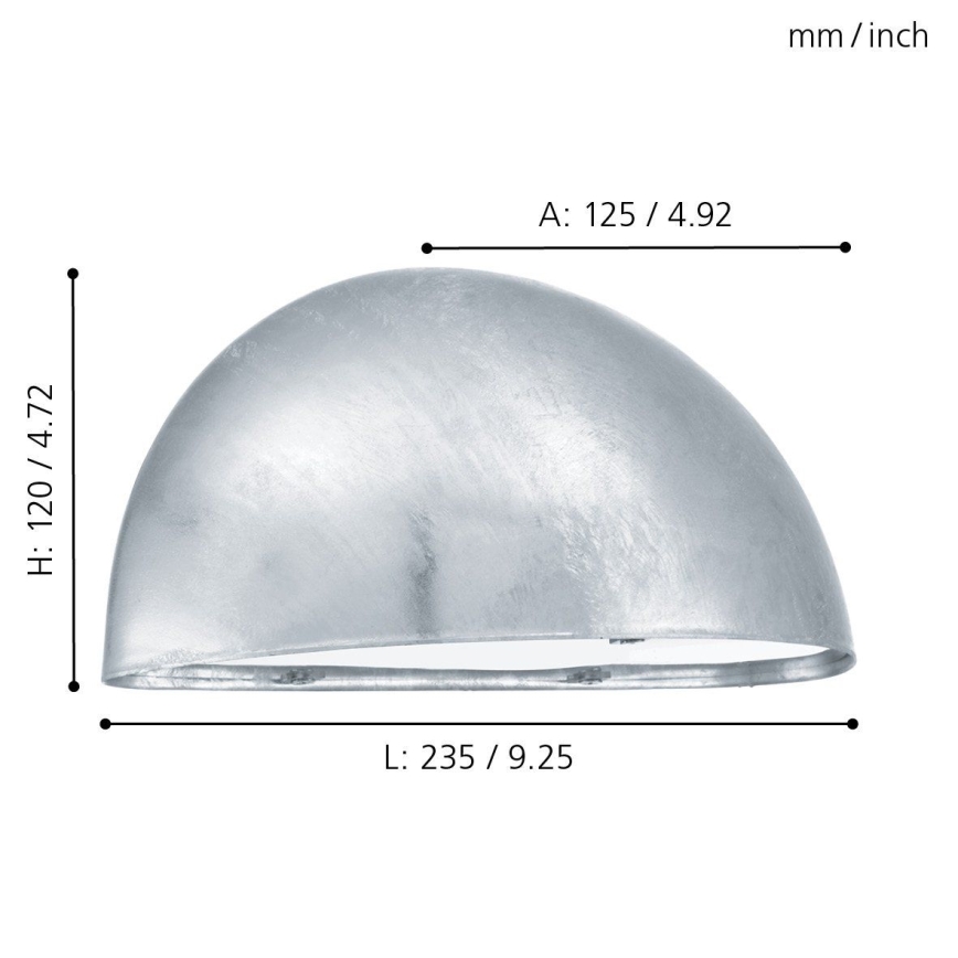 EGLO 90867 - Utomhus Väggbelysning LEPUS 1xE27/40W galvanized stål