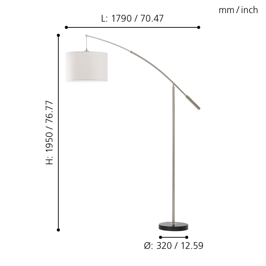 Eglo 92206 - Golvlampa NADINA 1xE27/60W/230V
