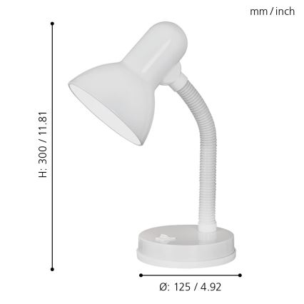 EGLO 9229 - Bordslampa BASIC 1xE27/40W vit