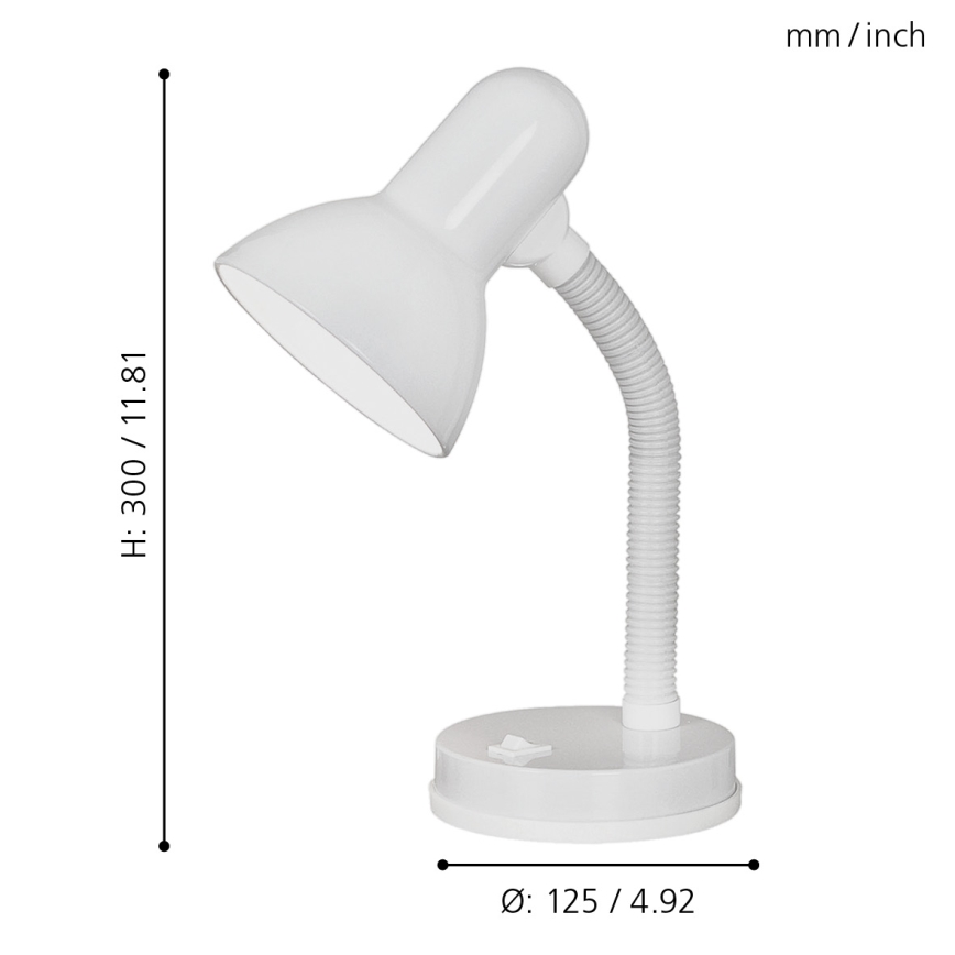 EGLO 9229 - Bordslampa BASIC 1xE27/40W vit