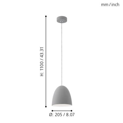 Eglo 92521 - Hängande lampa PRATELLA E27/60W/230V