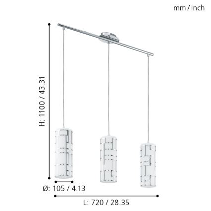 Eglo 92563 - Hängande lampa BAYMAN 3xE27/60W/230V
