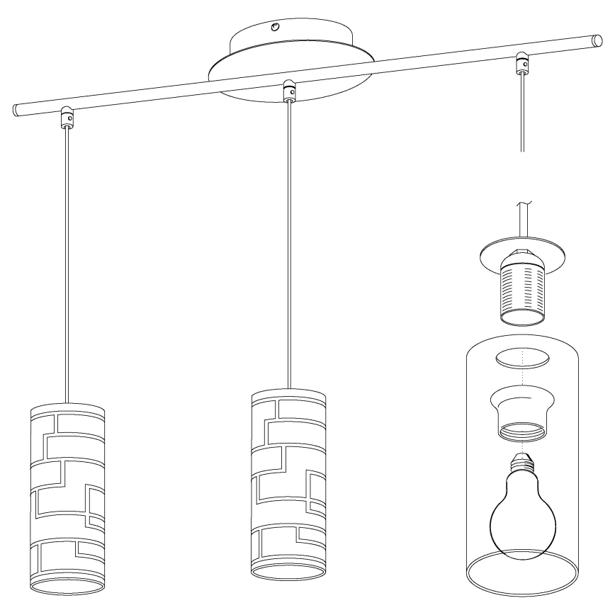 Eglo 92563 - Hängande lampa BAYMAN 3xE27/60W/230V