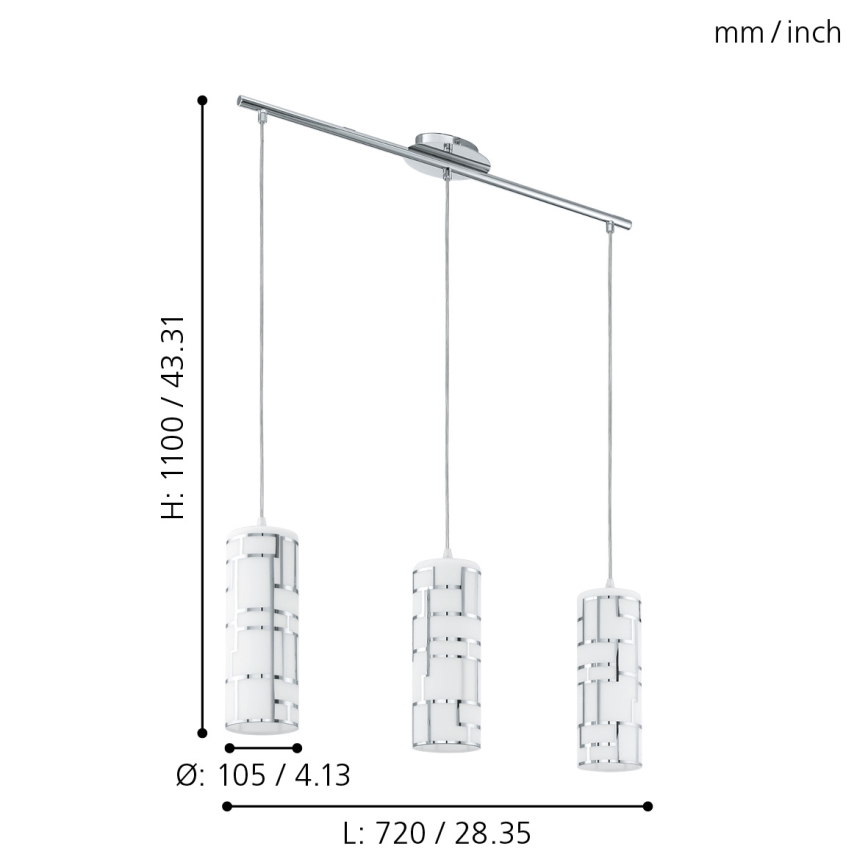Eglo - Taklampa med 3xE27/60W/230V