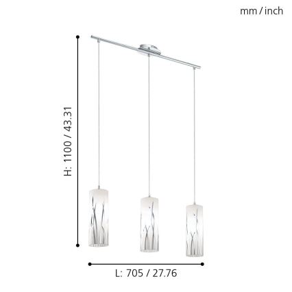 Eglo 92741 - Hängande lampa RIVATO 3xE27/60W/230V