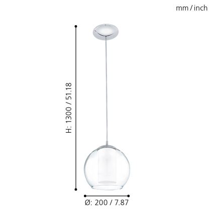 EGLO 92761 - Hängande lampa BOLSANO 1xE27/60W