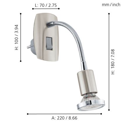 Eglo - LED Vägglampa med 1xGU10-LED/3W/230V