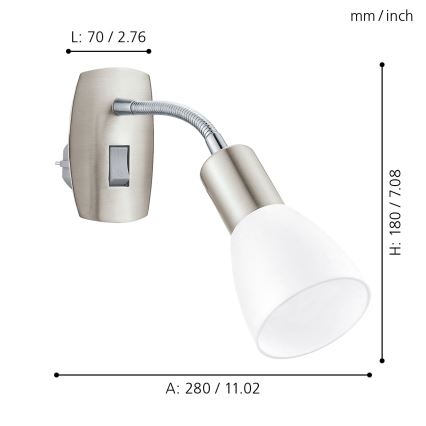 EGLO 92935 - Vägg Uttag lampa DAKAR 3 1xE14/25W