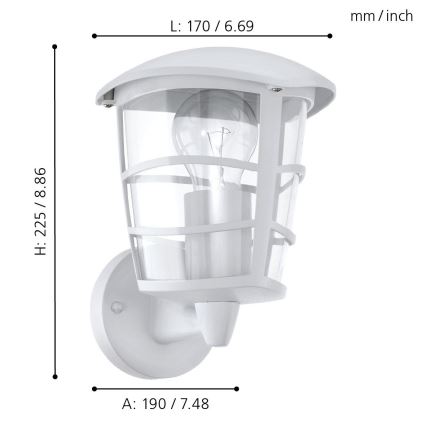 Eglo 93094 - LED Utomhus Väggbelysning ALORIA 1xE27/8,5W/230V IP44