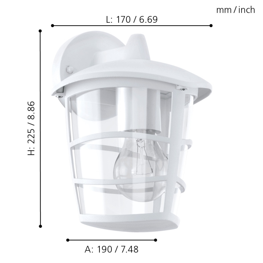 Eglo 93095 - LED Utomhus Väggbelysning ALORIA 1xE27/8,5W/230V IP44