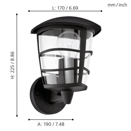 Eglo 93097 - LED Utomhus Väggbelysning ALORIA 1xE27/8,5W/230V IP44