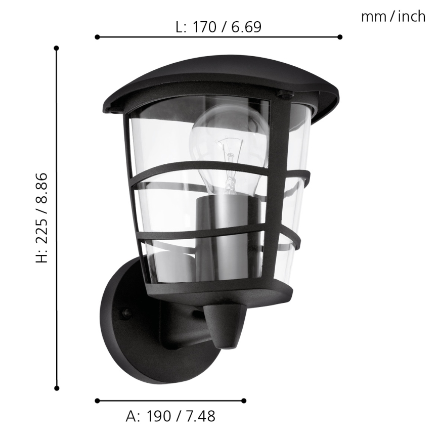 Eglo 93097 - LED Utomhus Väggbelysning ALORIA 1xE27/8,5W/230V IP44