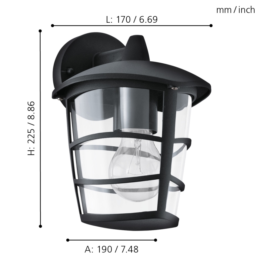 Eglo 93098 - LED Utomhus Väggbelysning ALORIA 1xE27/8,5W/230V IP44