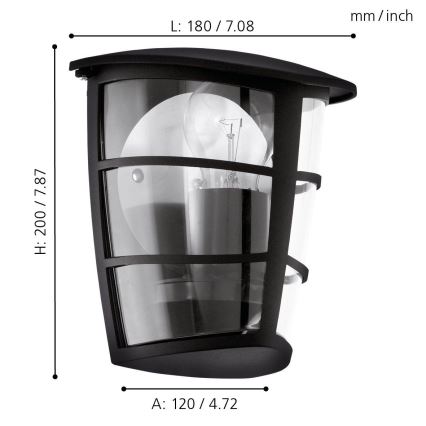 Eglo 93407 - Utomhus Väggbelysning ALORIA 1xE27/60W/230V IP44