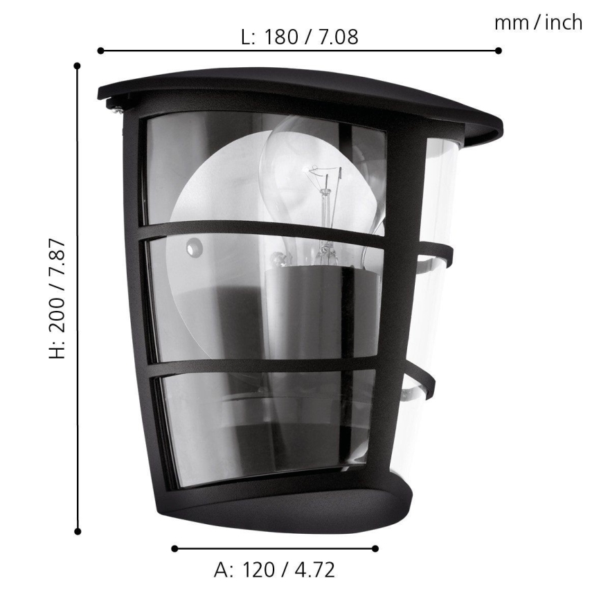 Eglo 93407 - Utomhus Väggbelysning ALORIA 1xE27/60W/230V IP44