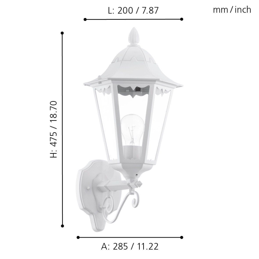 Eglo - Utomhus vägglampa 1xE27/60W/230V IP44