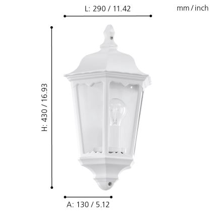 Eglo 93448 - Utomhus Väggbelysning NAVEDO 1xE27/60W/230V