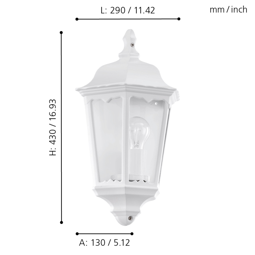Eglo 93448 - Utomhus Väggbelysning NAVEDO 1xE27/60W/230V