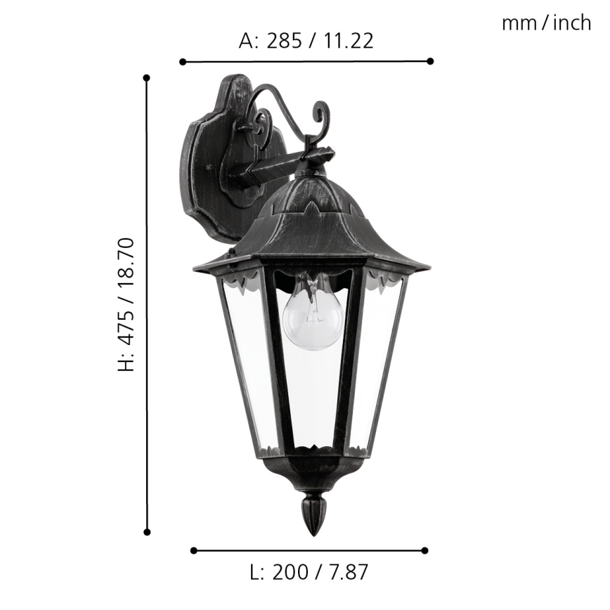 Eglo 93456 - Utomhus Väggbelysning NAVEDO 1xE27/60W/230V