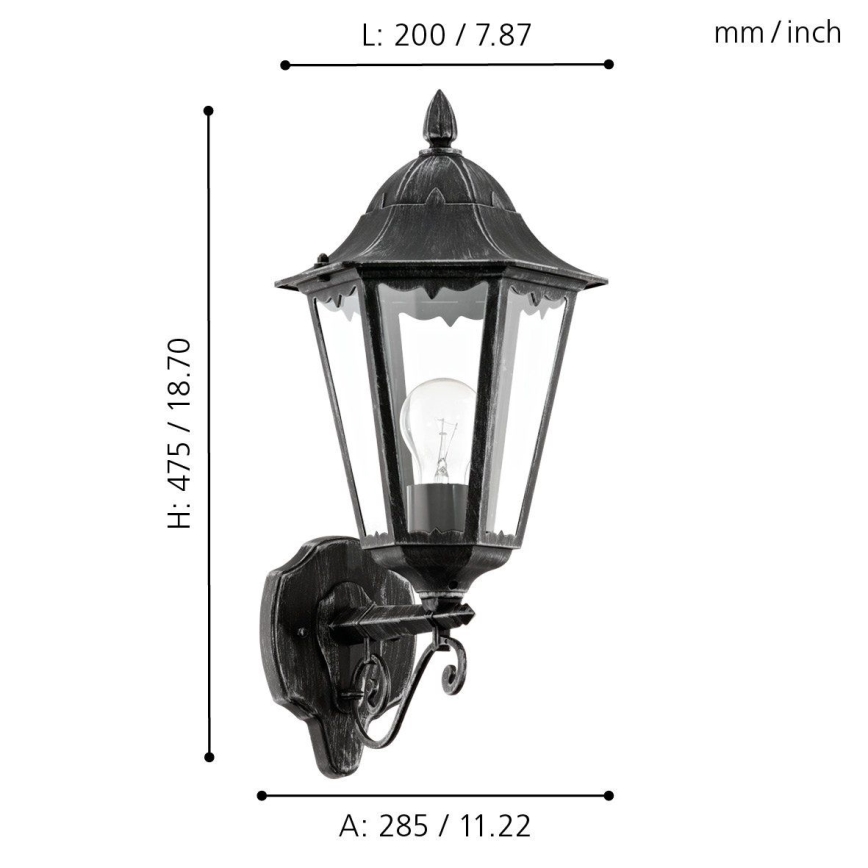 Eglo 93457 - Utomhus Väggbelysning NAVEDO 1xE27/60W/230V