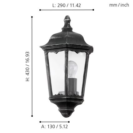 Eglo 93459 - Utomhus Väggbelysning NAVEDO 1xE27/60W/230V