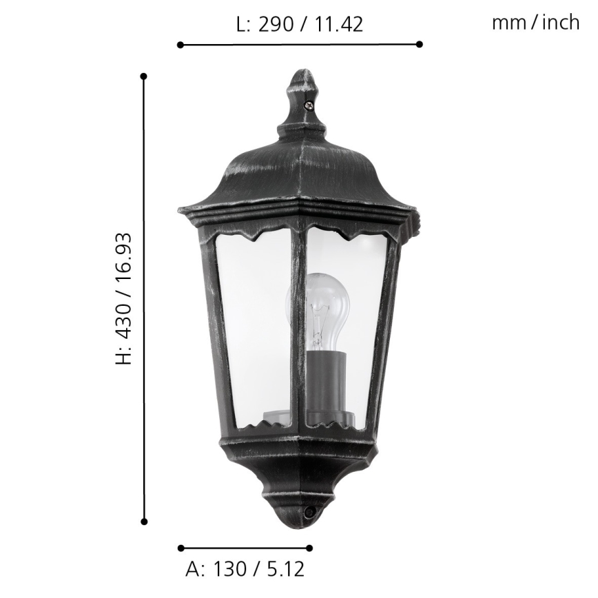 Eglo 93459 - Utomhus Väggbelysning NAVEDO 1xE27/60W/230V