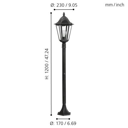 Eglo 93463 - Utomhuslampa NAVEDO 1xE27/60W/230V