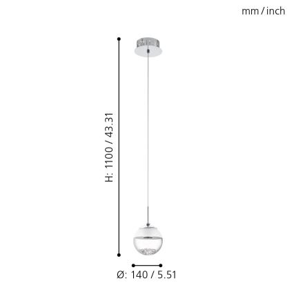 Eglo 93708 - LED Hängande lampa MONTEFIO 1 1xLED/5W/230V