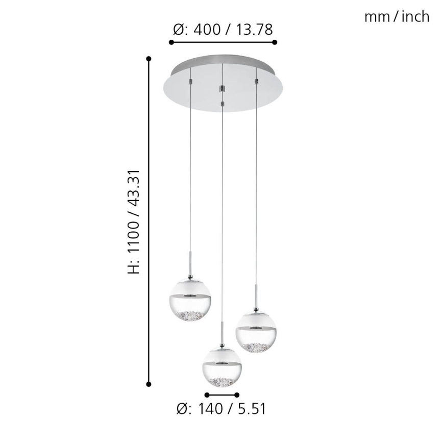 Eglo 93709 - LED Ljuskrona MONTEFIO 1 3xLED/5W/230V