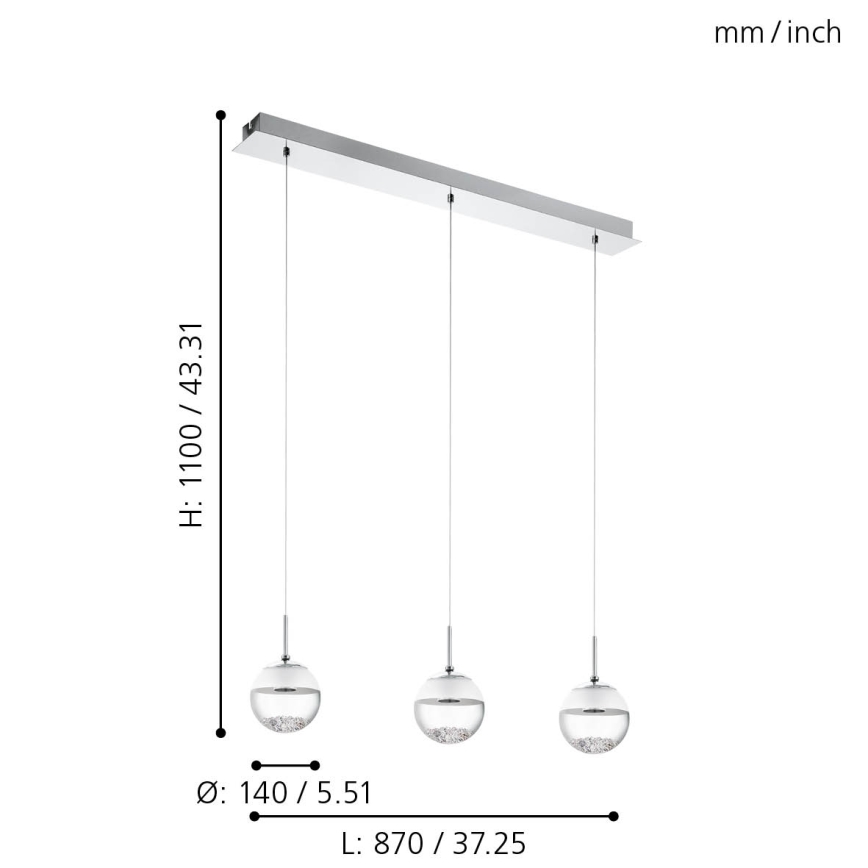 Eglo 93784 - LED Hängande lampa MONTEFIO 1 3xLED/5W/230V