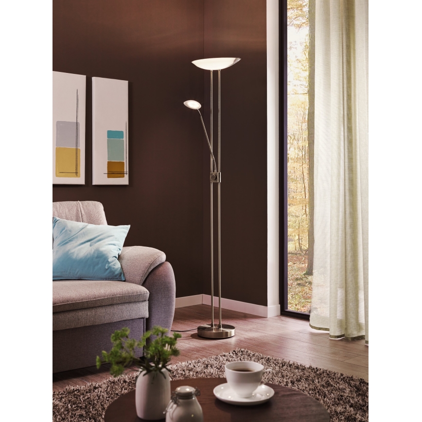 Eglo - LED Dimbara golvlampa LED/20W + LED/2,5W matt krom