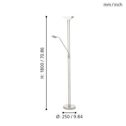 Eglo - LED Dimbar golvlampa LED/20W + LED/2,5W matt krom