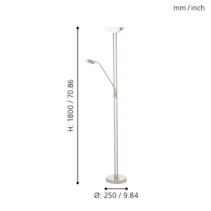 Eglo - LED Dimbar golvlampa LED/20W + LED/2,5W matt krom