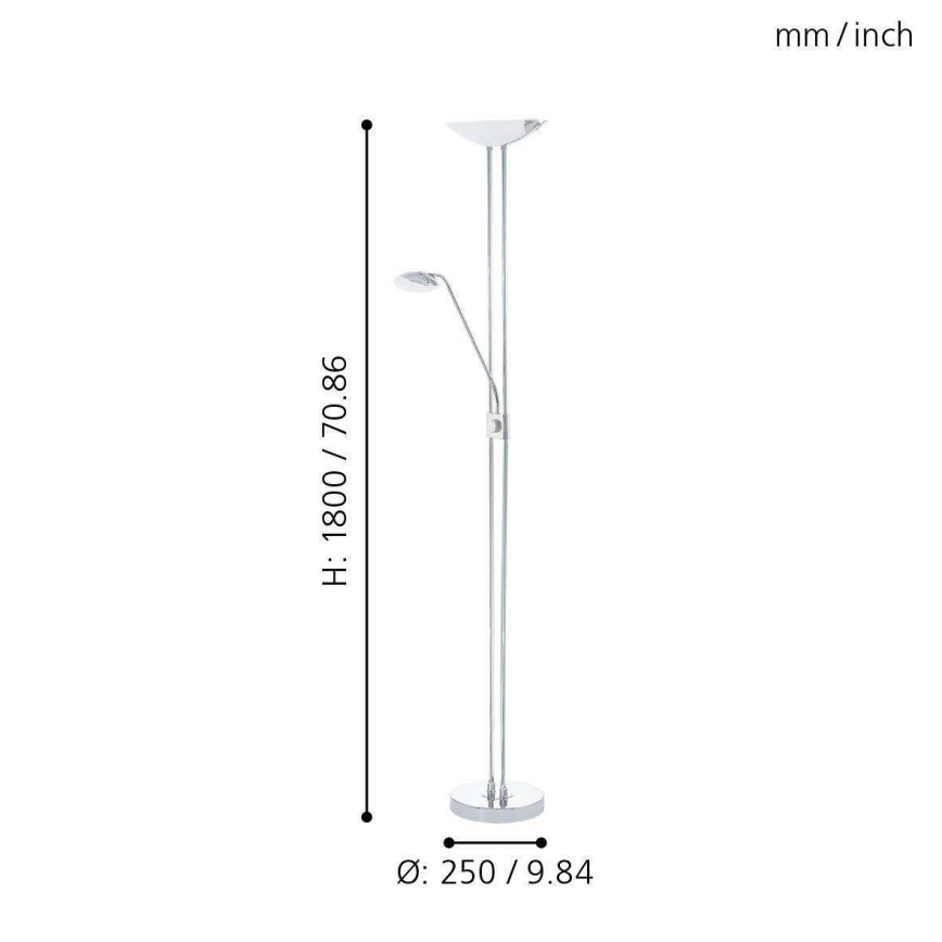 Eglo - LED Dimbar golvlampa LED/20W + LED/2,5W