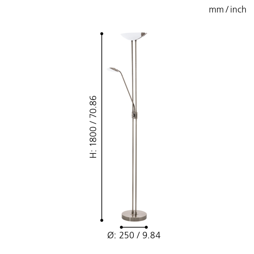 Eglo - LED Dimbar golvlampa LED/20W + LED/2,5W