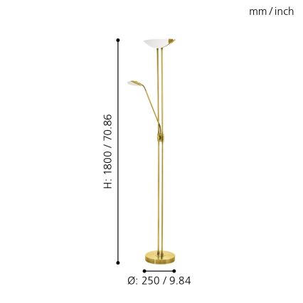 Eglo - LED Dimbar golvlampa LED/20W + LED/2,5W