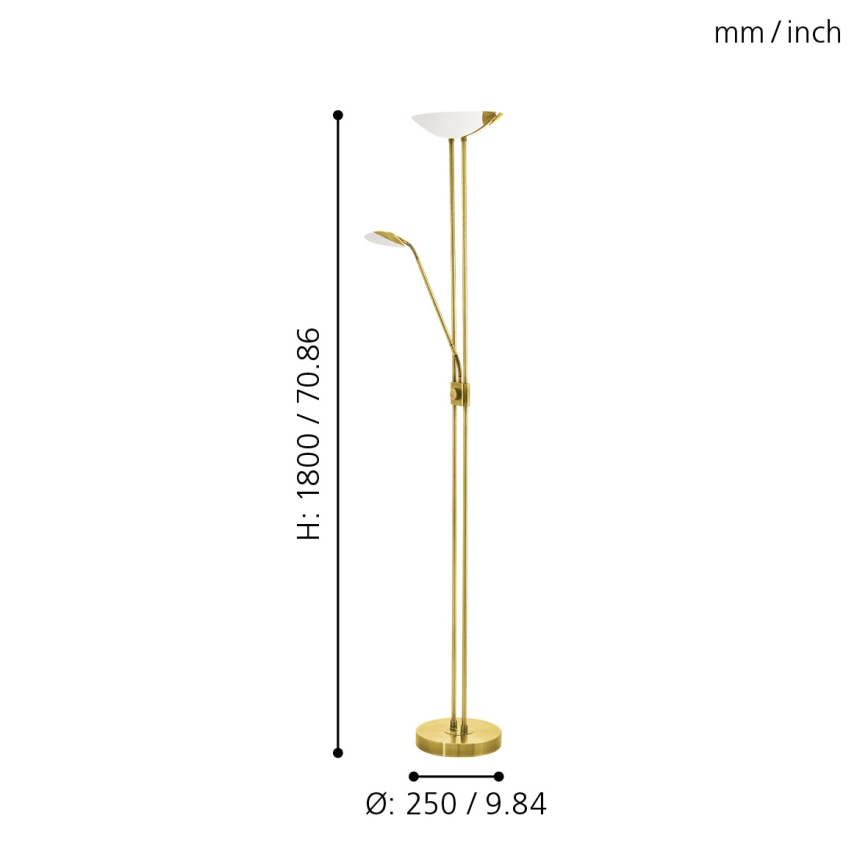 Eglo - LED Dimbar golvlampa LED/20W + LED/2,5W