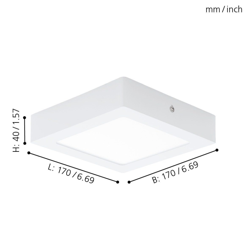 Eglo 94074 - LED-taklampa FUEVA 1 LED, 10,88 W, 230 V, 17 x 17 cm
