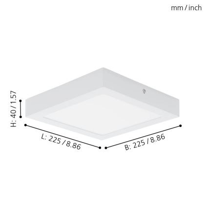 Eglo 94077 - LED taklampa FUEVA 1 LED/16,47W/230V 22,5x22,5 cm