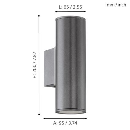 Eglo 94103 - LED Utomhusbelysninging RIGA 2xGU10/3W/230V