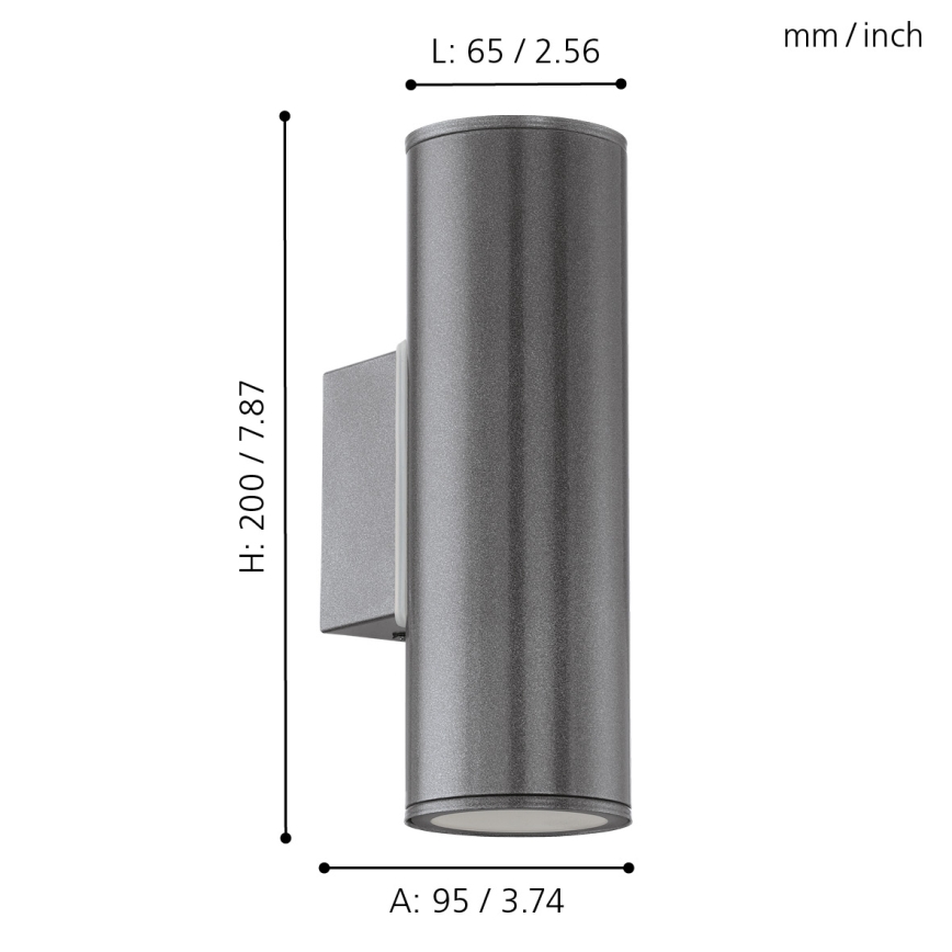 Eglo 94103 - LED Utomhusbelysninging RIGA 2xGU10/3W/230V