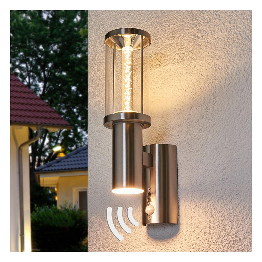 Eglo 94128 - LED Utomhusbelysninging med sensor TRONO STICK 1xGU10/3W + 1xLED/3.7W