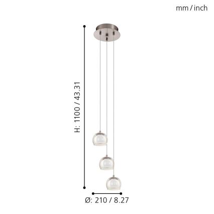 Eglo 94318 - LED Hängande lampa ASCOLESE 3xLED/3.3W/230V