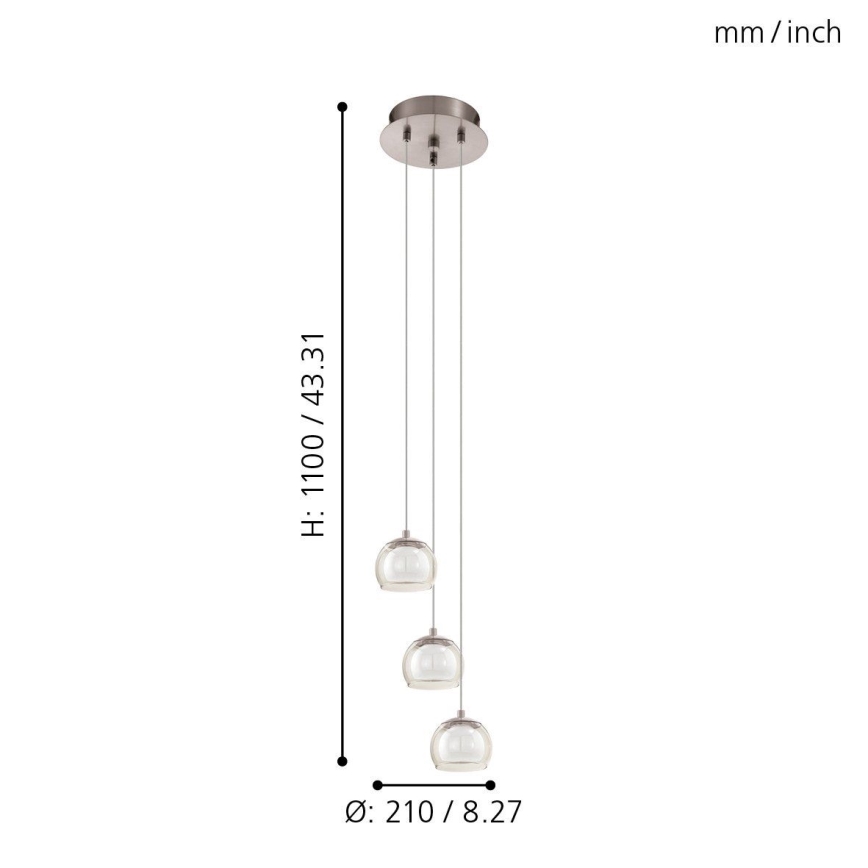 Eglo 94318 - LED Hängande lampa ASCOLESE 3xLED/3.3W/230V