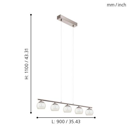 Eglo 94319 - LED Hängande lampa ASCOLESE 5xLED/3.3W/230V