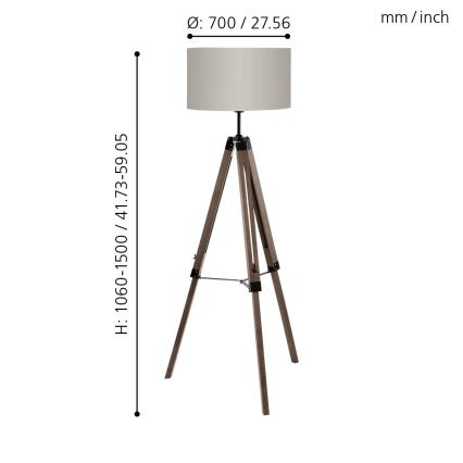 Eglo 94326 - Golvlampa LANTADA 1xE27/60W/230V