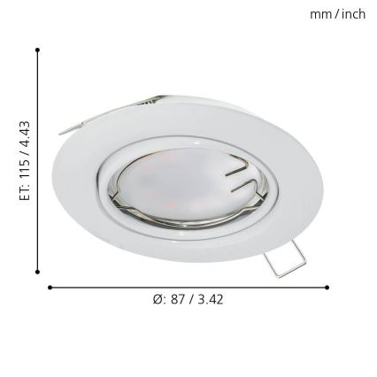 Eglo - SET 3x LED Infälld belysning PENETO 3xGU10-LED/5W/230V