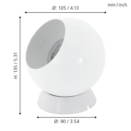 Eglo 94513 - Bord / Vägglampa PETTO 1 1xGU10-LED/3.3W/230V